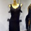 Black Latin and Rhythm dance dress with crystals, beaded fringe and slits