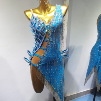 dance dress with beaded fringe and crystals