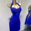 Blue Latin and Rhythm dance dress with fringe