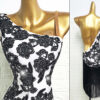 White Latin and rhythm dance dress with black lace and black fringe - Image 2