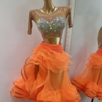 orange latin dance dress