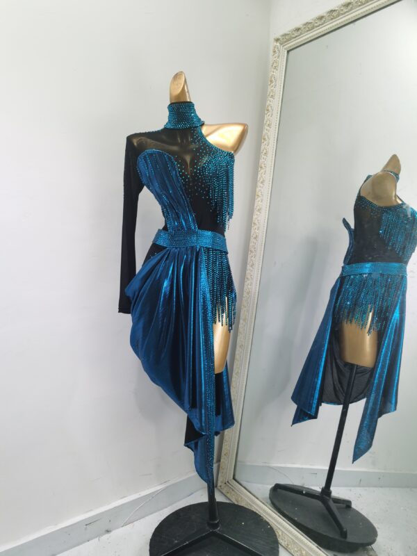 Shiny Latin and Rhythm dance dress with slit