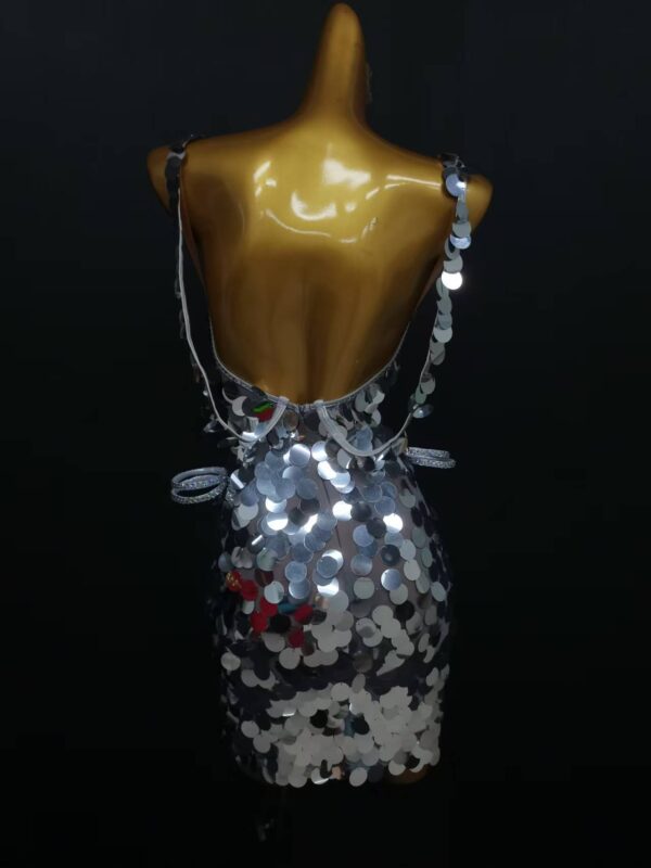 Silver Latin and Rhythm dance dress with sequins - Image 2