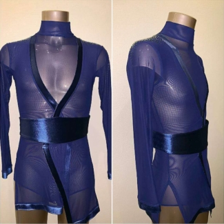 men’s blue Latin dance shirt