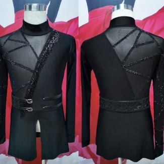 men’s black Latin dance shirt