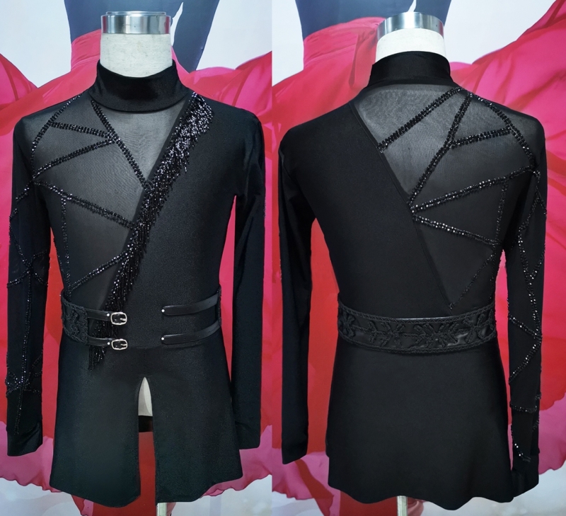 M0005 men’s black Latin dance shirt